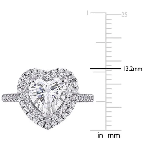 Rings JMS always Original Amour Ladies 10k White Gold 2 Ct Heart Cut White Moissanite Halo Ring Rings JMS always Original Amour Ladies 10k White Gold 2 Ct Heart Cut White Moissanite Halo Ring