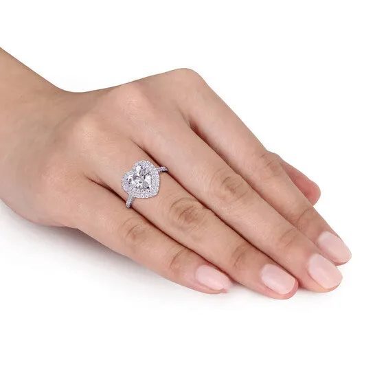 Rings JMS always Original Amour Ladies 10k White Gold 2 Ct Heart Cut White Moissanite Halo Ring Rings JMS always Original Amour Ladies 10k White Gold 2 Ct Heart Cut White Moissanite Halo Ring