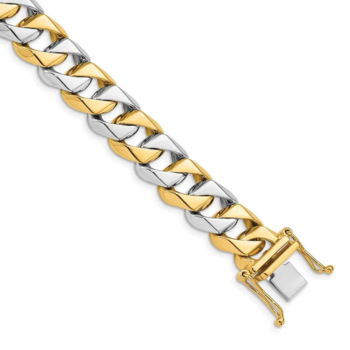 Solid 14K Twotone Gold 9 inch 112mm Hand Polished Fancy Link with Box Catch Clasp Bracelet MDS Bracelets Solid 14K Twotone Gold 9 inch 112mm Hand Polished Fancy Link with Box Catch Clasp Bracelet MDS Bracelets