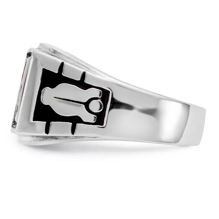 Solid 14k Yellow Gold Mens Synthetic Simulated Ruby Masonic Ring Goldia Rings
