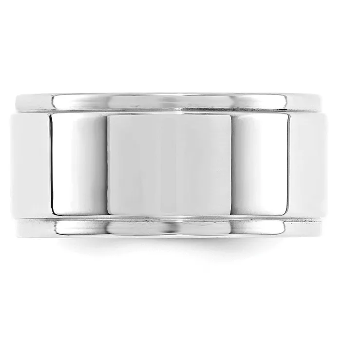 Solid 18K White Gold 10mm Flat with Step Edge MensWomens Wedding Band Ring Size 10 Goldia Rings Solid 18K White Gold 10mm Flat with Step Edge MensWomens Wedding Band Ring Size 10 Goldia Rings
