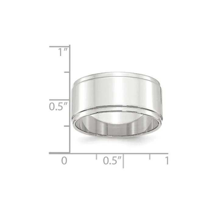 Solid 18K White Gold 10mm Flat with Step Edge MensWomens Wedding Band Ring Size 10 Goldia Rings Solid 18K White Gold 10mm Flat with Step Edge MensWomens Wedding Band Ring Size 10 Goldia Rings