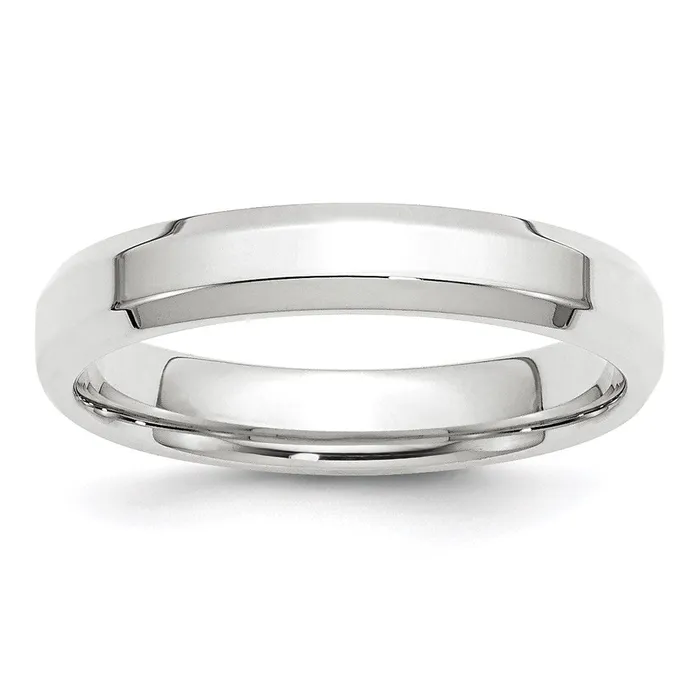 Solid 18K White Gold 4mm Bevel Edge Comfort Fit MensWomens Wedding Band Ring Size 11 Goldia Rings Solid 18K White Gold 4mm Bevel Edge Comfort Fit MensWomens Wedding Band Ring Size 11 Goldia Rings