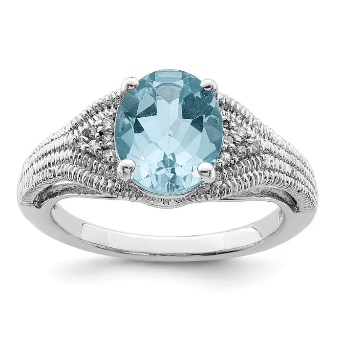 Sterling Silver Rhodium Sky Blue Topaz u0026 Diamond Ring Goldia Rings