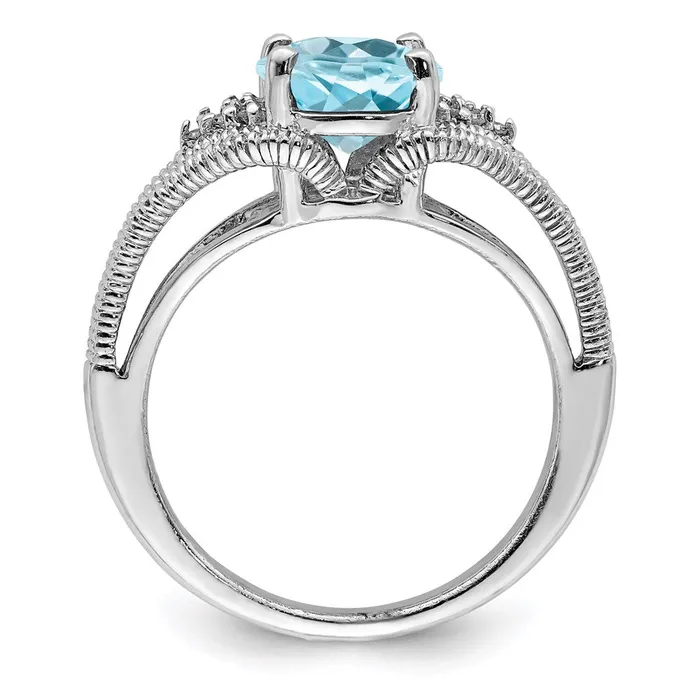 Sterling Silver Rhodium Sky Blue Topaz u0026 Diamond Ring Goldia Rings