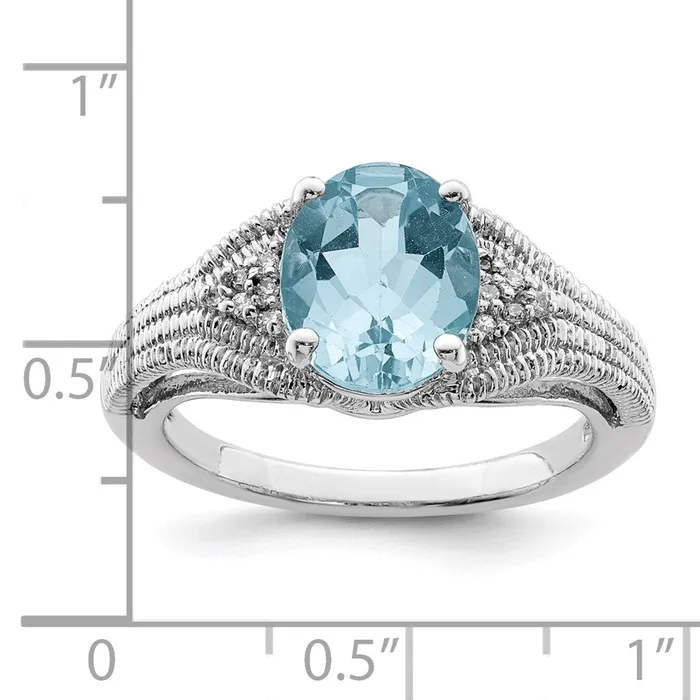Sterling Silver Rhodium Sky Blue Topaz u0026 Diamond Ring Goldia Rings