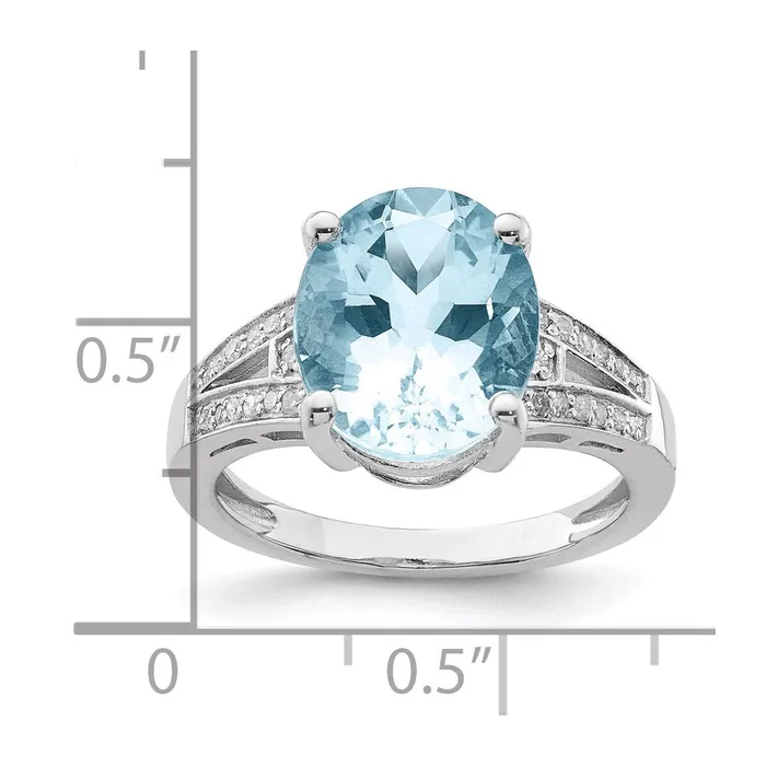 Sterling Silver Rhodium Sky Blue Topaz u0026 Diamond Ring Goldia Rings