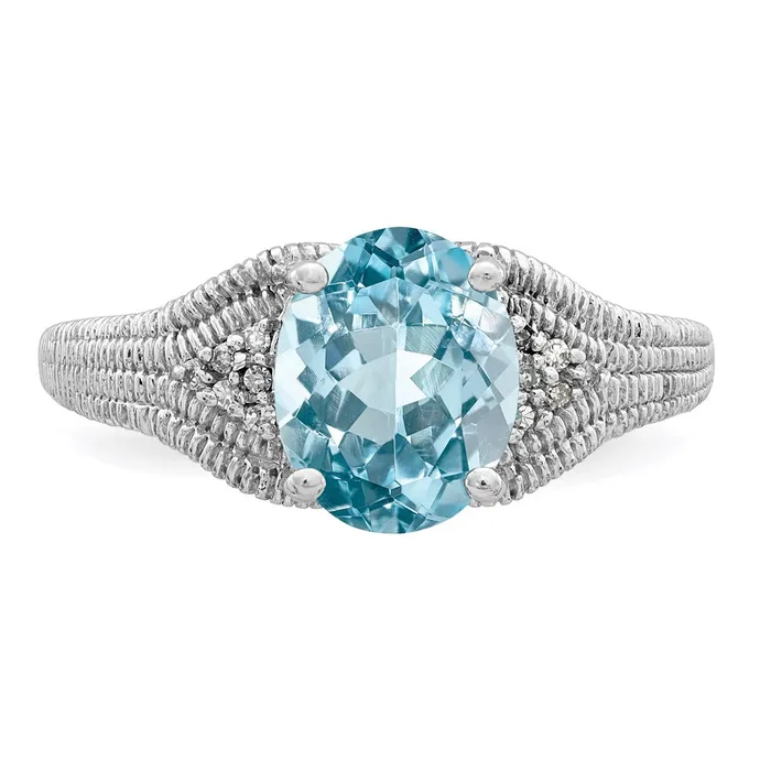 Sterling Silver Rhodium Sky Blue Topaz u0026 Diamond Ring Goldia Rings