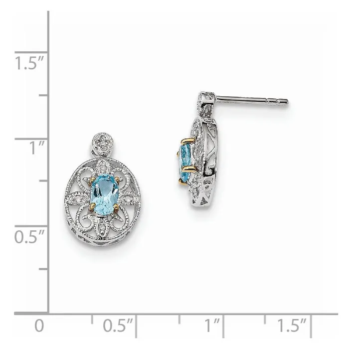 Sterling Silver u0026 14K Sky Blue Topazu0026 Diamond Earrings Goldia Earrings
