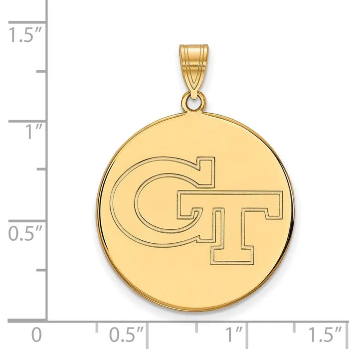 10K Yellow Gold Georgia Institute of Technology XL Disc Pendant TreasureFineJewelers Necklaces