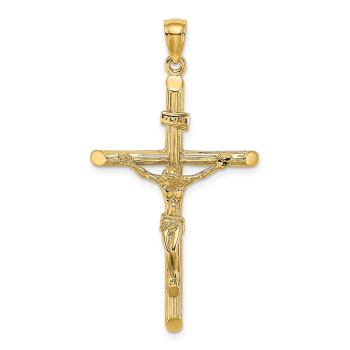 10k Yellow Gold Textured Crucifix Charm TreasureFineJewelers Charm Necklaces 10k Yellow Gold Textured Crucifix Charm TreasureFineJewelers Charm Necklaces