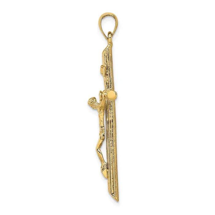 10k Yellow Gold Textured Crucifix Charm TreasureFineJewelers Charm Necklaces