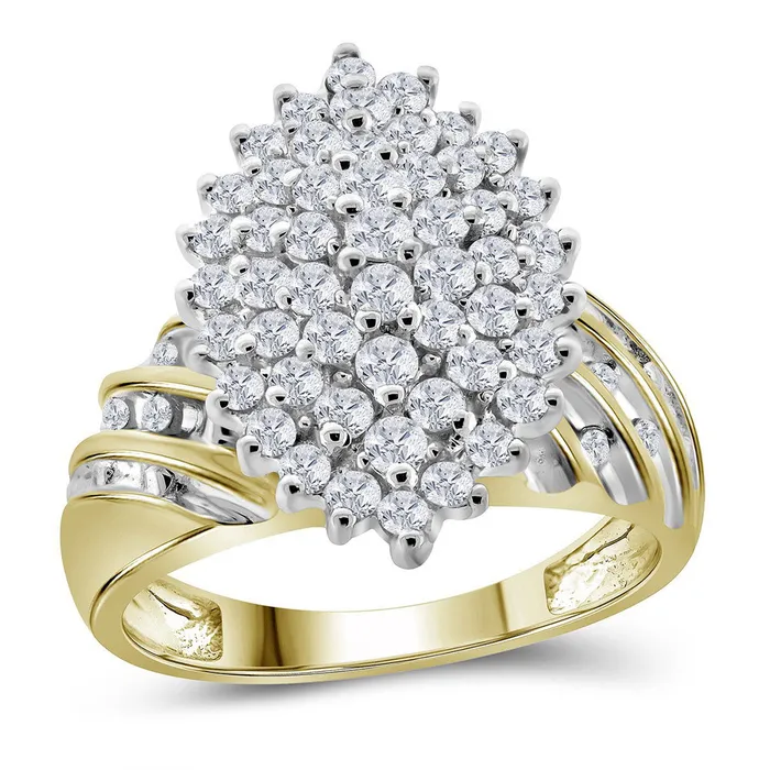 10kt yellow gold womens round diamond oval cluster ring 100 cttw29958 North Arrow Shop Rings 10kt yellow gold womens round diamond oval cluster ring 100 cttw29958 North Arrow Shop Rings