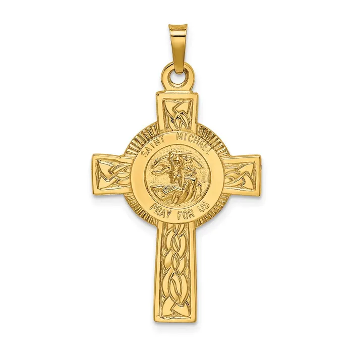 14k Cross wSt Michael Medal Pendant TreasureFineJewelers Necklaces