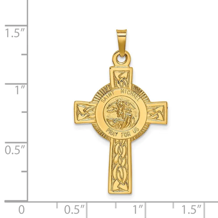 14k Cross wSt Michael Medal Pendant TreasureFineJewelers Necklaces