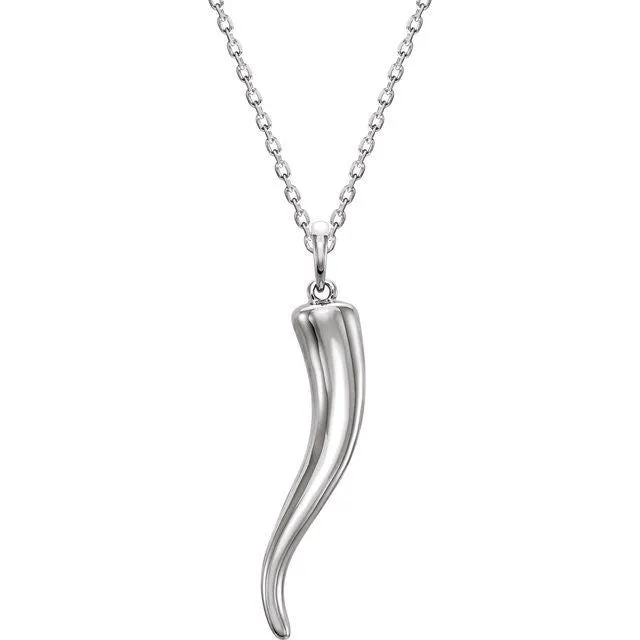 14K White Gold 307x7 mm Italian Horn 1618 Necklace TreasureFineJewelers Necklaces 14K White Gold 307x7 mm Italian Horn 1618 Necklace TreasureFineJewelers Necklaces
