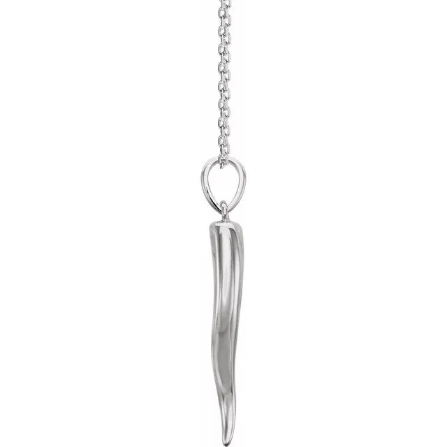 14K White Gold 307x7 mm Italian Horn 1618 Necklace TreasureFineJewelers Necklaces