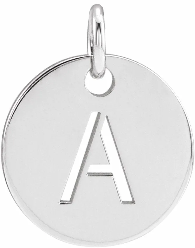 14K White Gold Initial A 10 mm Disc Pendant TreasureFineJewelers Necklaces 14K White Gold Initial A 10 mm Disc Pendant TreasureFineJewelers Necklaces