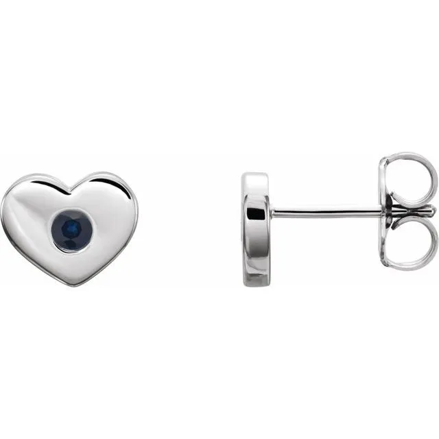 14K White LabGrown Blue Sapphire Heart Earrings TreasureFineJewelers Earrings 14K White LabGrown Blue Sapphire Heart Earrings TreasureFineJewelers Earrings