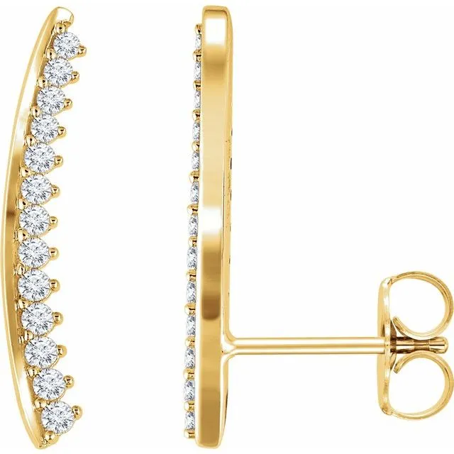 14K Yellow 13 CTW Diamond Ear Climbers TreasureFineJewelers Earrings