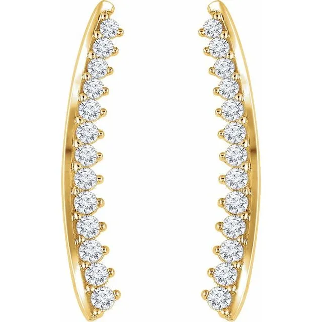 14K Yellow 13 CTW Diamond Ear Climbers TreasureFineJewelers Earrings