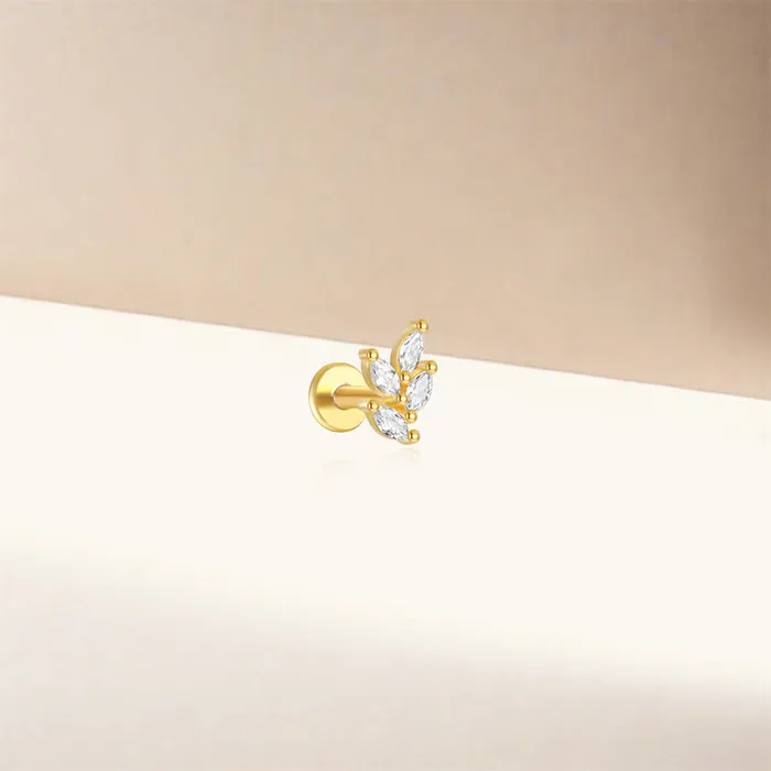 925 Silver Four Leaf CZ Diamond Flat Earrings Trendolla Jewelry Earrings