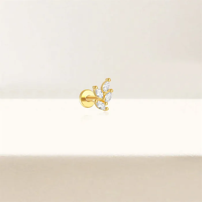 925 Silver Four Leaf CZ Diamond Flat Earrings Trendolla Jewelry Earrings