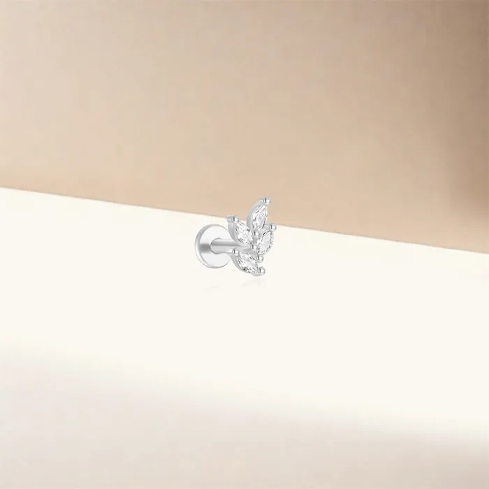 925 Silver Four Leaf CZ Diamond Flat Earrings Trendolla Jewelry Earrings