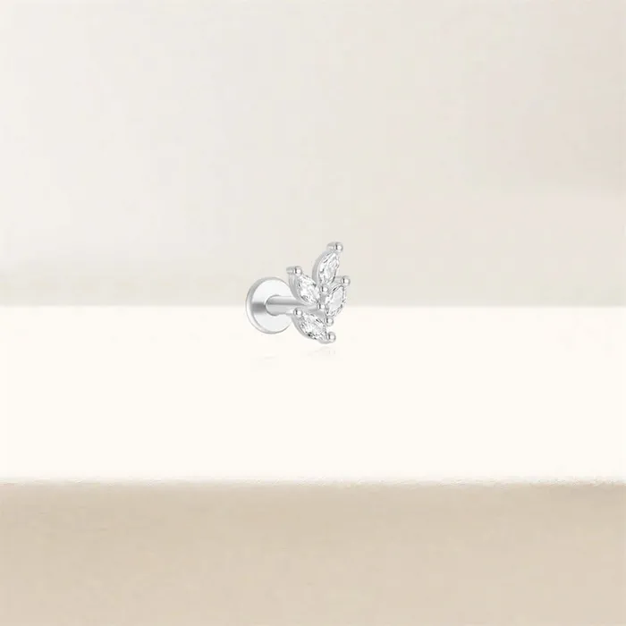 925 Silver Four Leaf CZ Diamond Flat Earrings Trendolla Jewelry Earrings