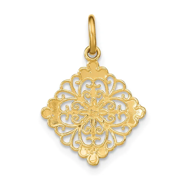 Charm Necklaces 14K wRhodium and DC Filigree Medallion Charm TreasureFineJewelers