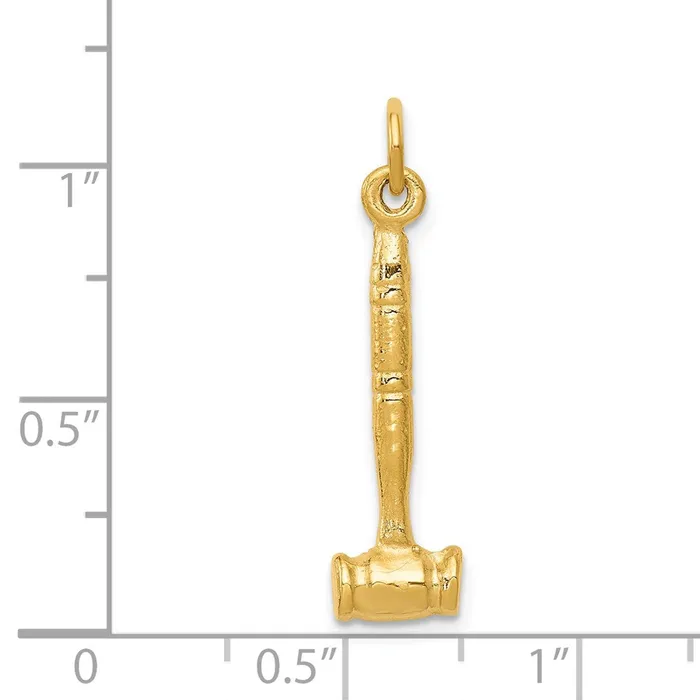 Charm Necklaces TreasureFineJewelers 14k 3D Gavel Charm