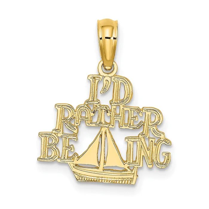 Charm Necklaces TreasureFineJewelers 14K ID RATHER BE SAILING Charm