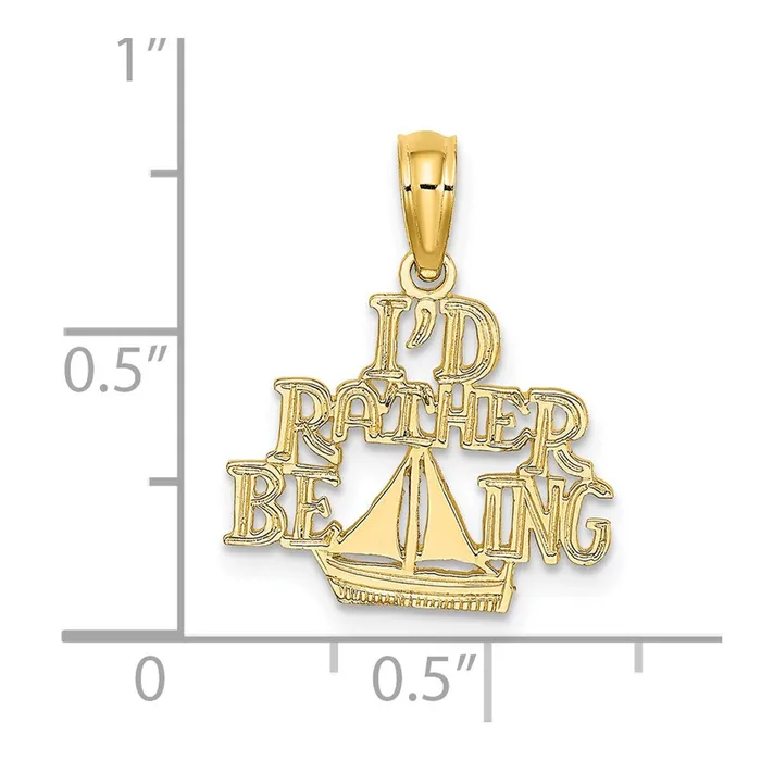 Charm Necklaces TreasureFineJewelers 14K ID RATHER BE SAILING Charm