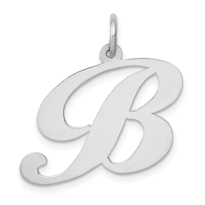 Charm Necklaces TreasureFineJewelers 14k White Gold Large Fancy Script Letter B Initial Charm Charm Necklaces TreasureFineJewelers 14k White Gold Large Fancy Script Letter B Initial Charm