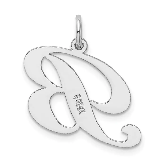 Charm Necklaces TreasureFineJewelers 14k White Gold Large Fancy Script Letter B Initial Charm