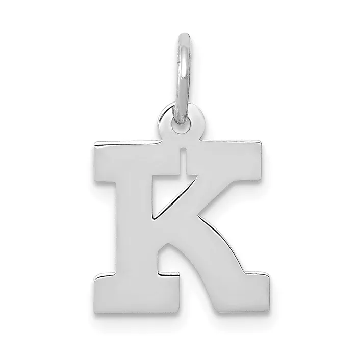 Charm Necklaces TreasureFineJewelers 14k White Gold Small Block Letter K Initial Charm Charm Necklaces TreasureFineJewelers 14k White Gold Small Block Letter K Initial Charm