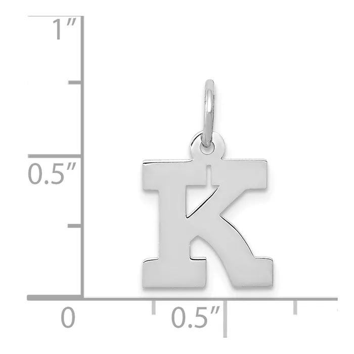 Charm Necklaces TreasureFineJewelers 14k White Gold Small Block Letter K Initial Charm