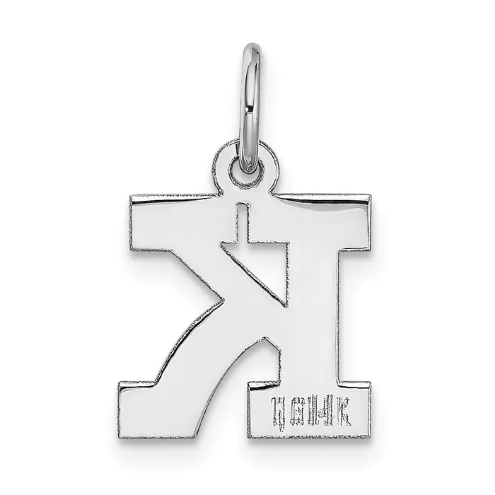 Charm Necklaces TreasureFineJewelers 14k White Gold Small Block Letter K Initial Charm