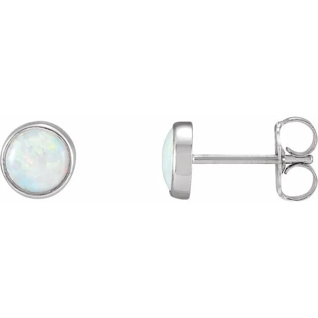 Earrings 14K White Gold Natural Opal Earring TreasureFineJewelers