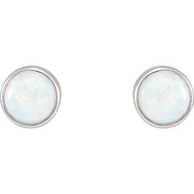 Earrings 14K White Gold Natural Opal Earring TreasureFineJewelers