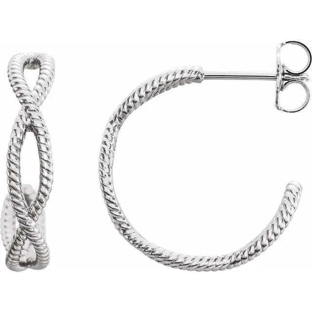Earrings Sterling Silver 17x36 mm Rope Hoop Earrings TreasureFineJewelers Earrings Sterling Silver 17x36 mm Rope Hoop Earrings TreasureFineJewelers