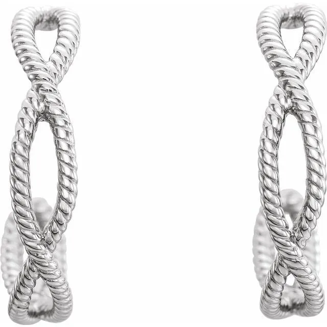 Earrings Sterling Silver 17x36 mm Rope Hoop Earrings TreasureFineJewelers