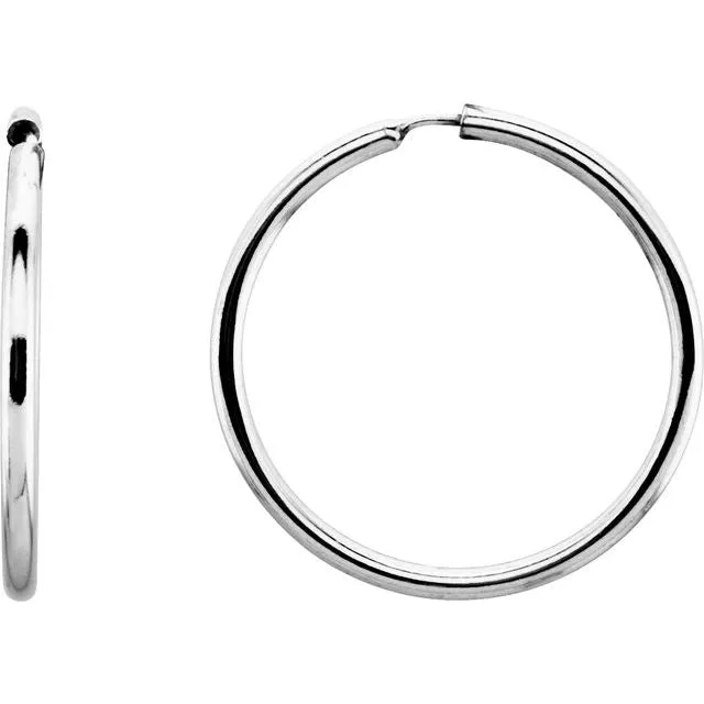 Earrings Sterling Silver 19 mm Endless Hoop Tube Earrings TreasureFineJewelers Earrings Sterling Silver 19 mm Endless Hoop Tube Earrings TreasureFineJewelers