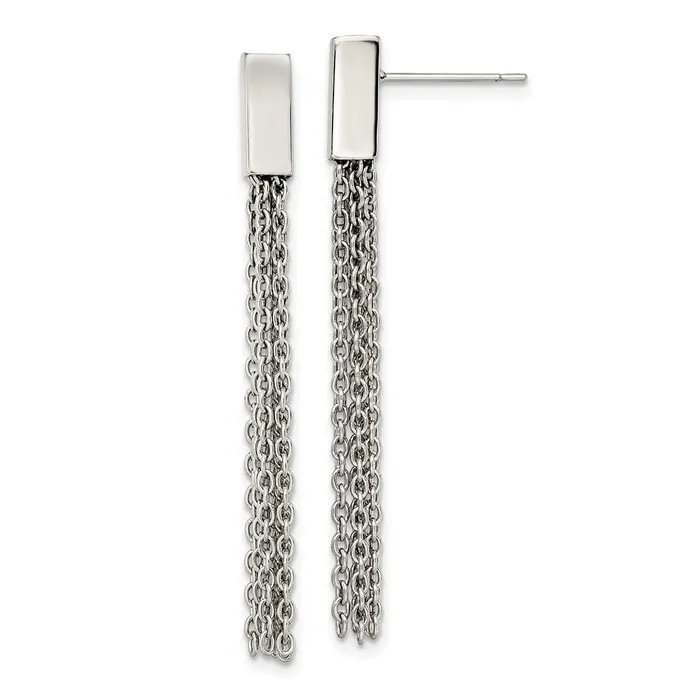 Earrings TreasureFineJewelers Stainless Steel Polished Multi Chain Dangle Post Earrings Earrings TreasureFineJewelers Stainless Steel Polished Multi Chain Dangle Post Earrings