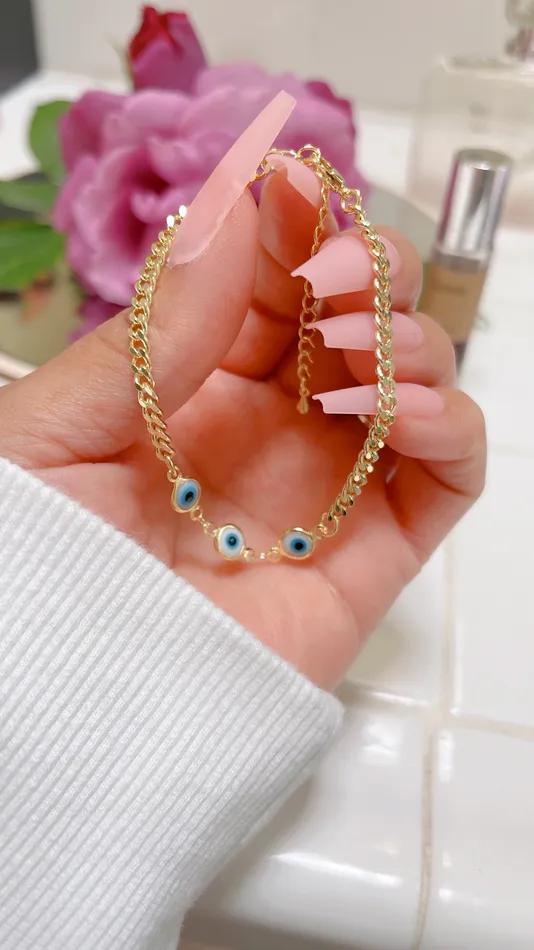 MP Jewelry White Evil Eye Chain Bracelet Bracelets