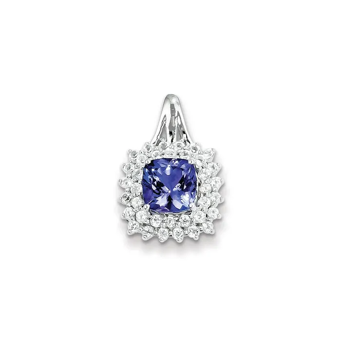 Necklaces Sterling Silver White Topaz Tanzanite Square Pendant TreasureFineJewelers Necklaces Sterling Silver White Topaz Tanzanite Square Pendant TreasureFineJewelers