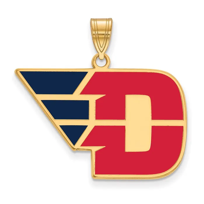 Necklaces TreasureFineJewelers Sterling Silver Goldplated University of Dayton Large Enameled Pendant Necklaces TreasureFineJewelers Sterling Silver Goldplated University of Dayton Large Enameled Pendant