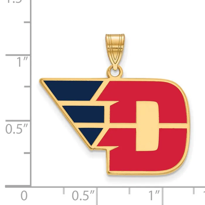 Necklaces TreasureFineJewelers Sterling Silver Goldplated University of Dayton Large Enameled Pendant