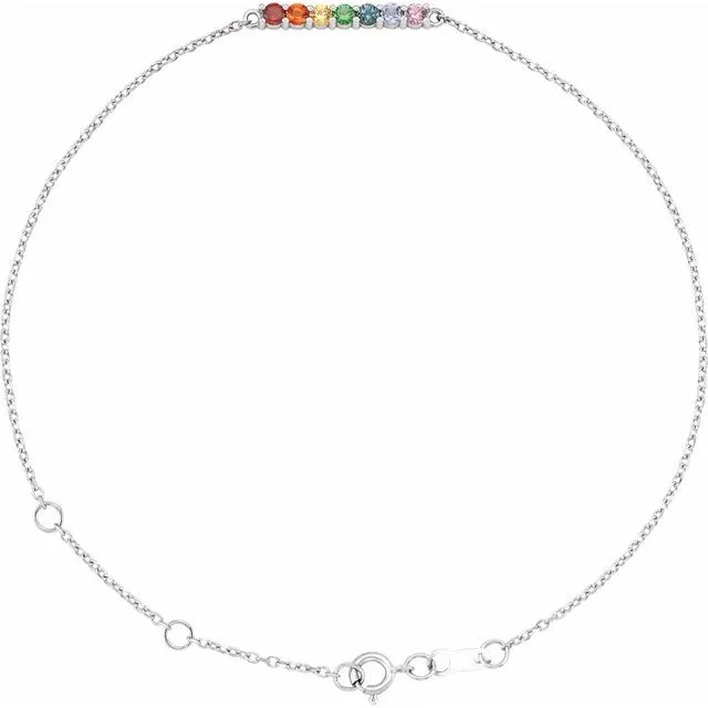 Platinum Natural MultiGemstone Bar 6 127 12 Bracelet TreasureFineJewelers Bracelets Platinum Natural MultiGemstone Bar 6 127 12 Bracelet TreasureFineJewelers Bracelets