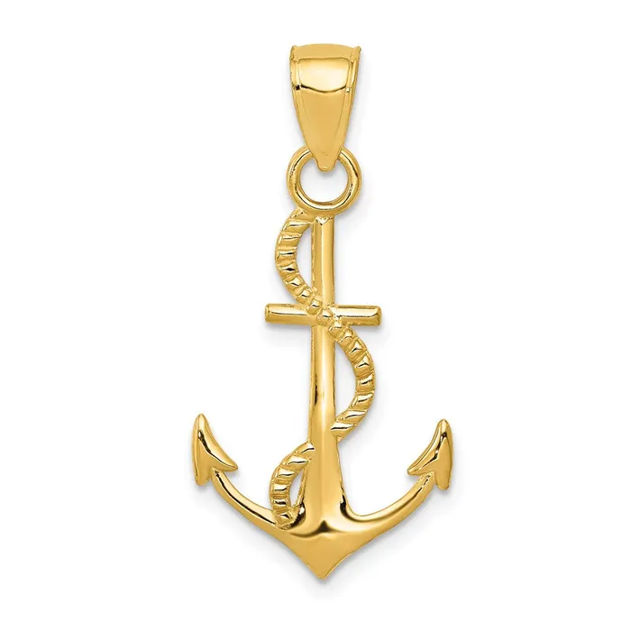 PreStyled Sets TreasureFineJewelers 14K Gold Polished Anchor WRope Pendant PreStyled Sets TreasureFineJewelers 14K Gold Polished Anchor WRope Pendant